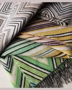 Decke Plume aus einem Wollgemisch Multicolor