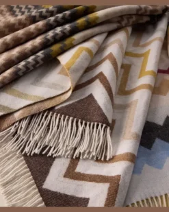 Decke Watamu aus einem Wollgemisch Beige