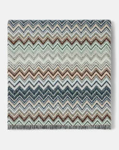 Decke Zigzag aus einem Baumwollgemisch Multicolor
