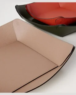 Deko-Schale Safran Large aus Leder Grau