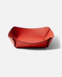 Deko-Schale Safran Medium aus Leder Orange