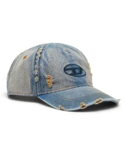 Denim-Cap mit ausgefransten Details und gesticktem Logo - Hüte - Herren - Blau