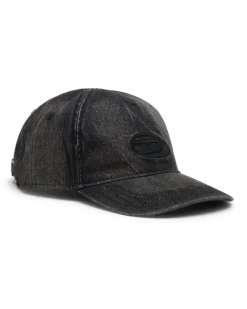 Denim-Cap mit ausgefransten Details und gesticktem Logo - Hüte - Herren - Schwarz