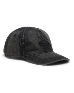 Denim-Cap mit ausgefransten Details und gesticktem Logo - Hüte - Herren - Schwarz
