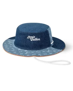 Denim Patchwork Explorer Fischerhut zum Wenden Blue