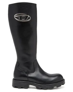 D-Hammer-Kniehohe Stiefel aus Leder - Stiefel - Damen - Schwarz