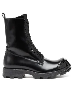 D-Hammer-Stiefel aus Leder mit Oval D-Zehenkappe - Stiefel - Herren - Schwarz