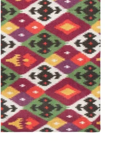 Diamond Ikat Tischdecke aus Leinen (320cm x 170cm) - Rot