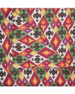Diamond Ikat Tischdecke aus Leinen (320cm x 170cm) - Rot