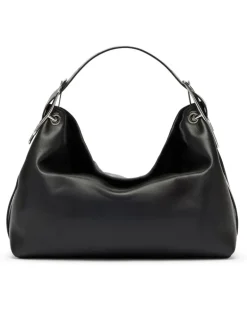 D-Line-Leder-Schultertasche - Schultertaschen - Damen - Schwarz