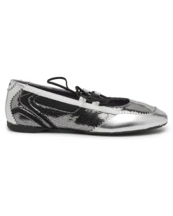 D-Mile-Metallic-Schnürballerinas - Flats - Damen - Silber