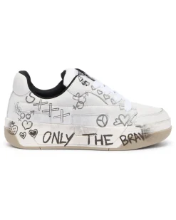 D-Ollie-Ledersneaker mit Graffiti-Print - Sneakers - Herren - Weiss