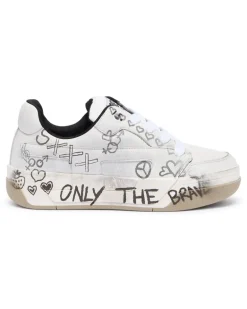 D-Ollie-Ledersneaker mit Graffiti-Print - Sneakers - Herren - Weiss