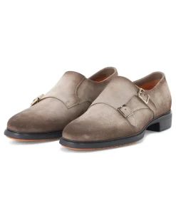 Doppel-Monkstraps aus Veloursleder Braun