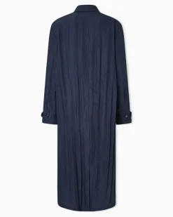 Doppelreihiger Trenchcoat aus Funktions-Viskosetwill Marineblau