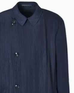 Doppelreihiger Trenchcoat aus Funktions-Viskosetwill Marineblau