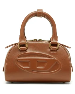 1DR Dome-Kleine-Bowlingtasche aus Pull-up-Leder - Schultertaschen - Damen - Braun