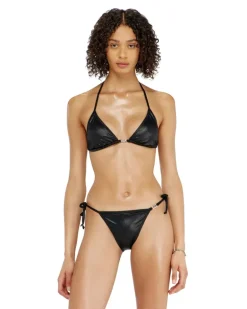 Dreieck-Bikini-Top aus schimmerndem Stoff - BHs - Damen - Schwarz