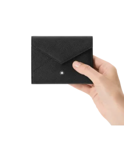Dreifach gefaltete Brieftasche 6 cc Montblanc Envelope - Schwarz - Leder - MB198225 - Brieftaschen