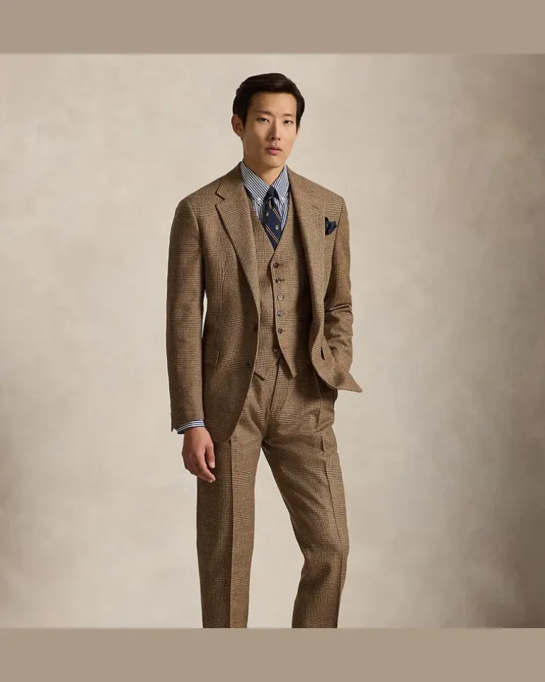 Dreiteiliger Polo-Anzug im Tailored-Fit Brown
