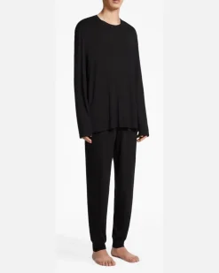Dreiteiliges Pyjama-Set aus Lyocell - Schwarz