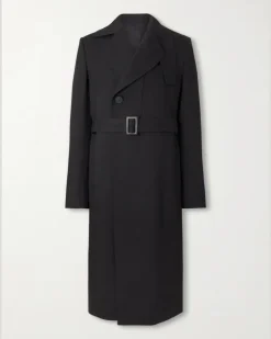Drella Double-Breasted Wool Coat Black