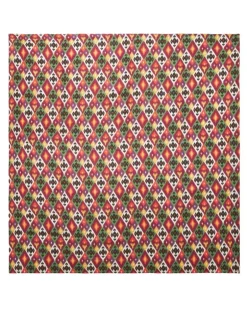 Eckige Diamond Ikat Tischdecke aus Leinen - Rot