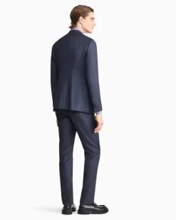 Einreihiger Anzug aus der Soho-Linie aus Wolle in Denim-Optik Marineblau