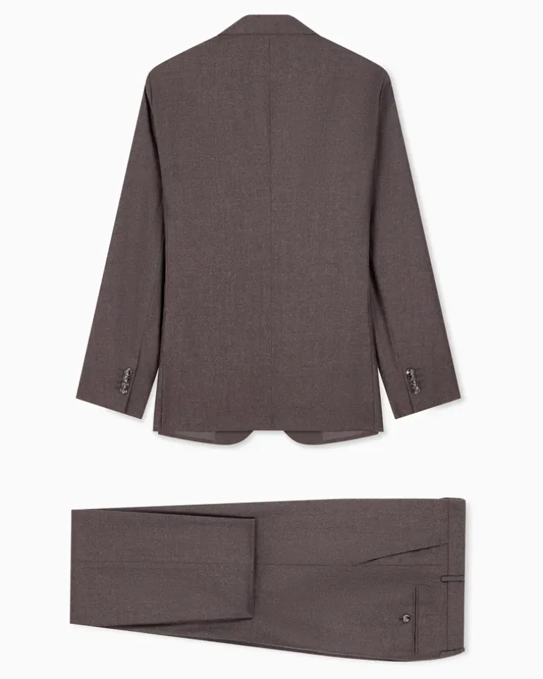 Einreihiger Anzug aus reinem Schurwollflanell Soho Braun