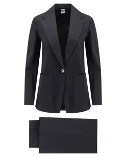 Einreihiger Anzug mit Tasche - Blau