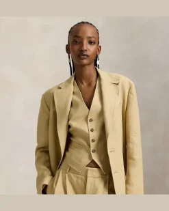 Einreihiger Blazer aus Hanf Tan