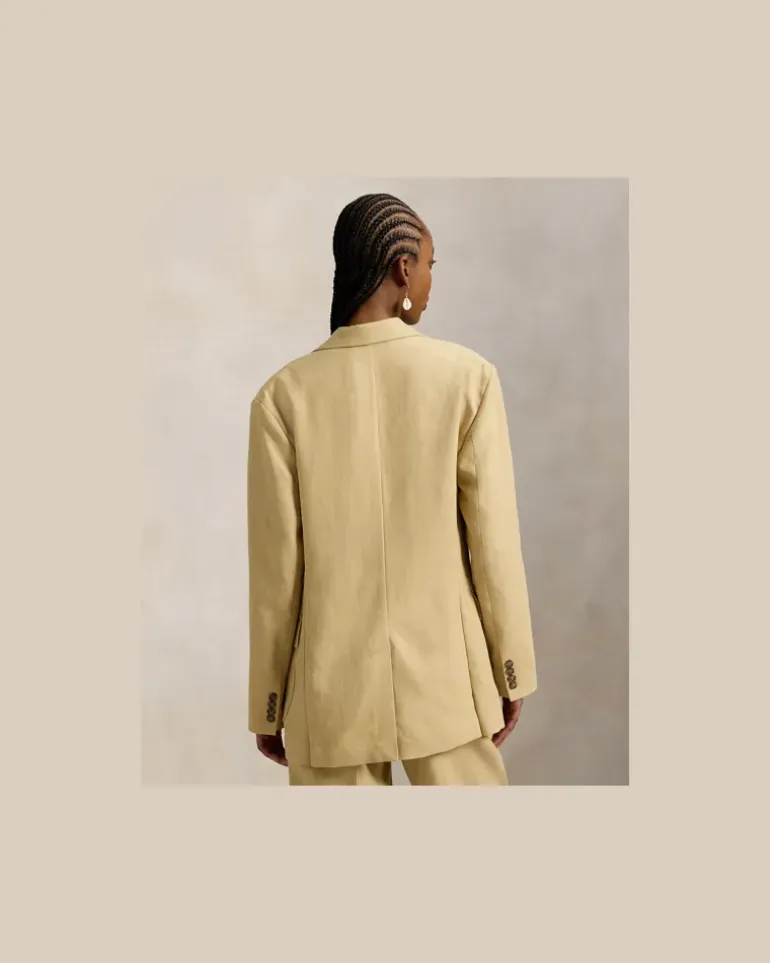 Einreihiger Blazer aus Hanf Tan