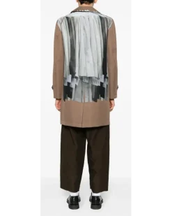 Einreihiger Trompe L'oeil Trenchcoat - Braun