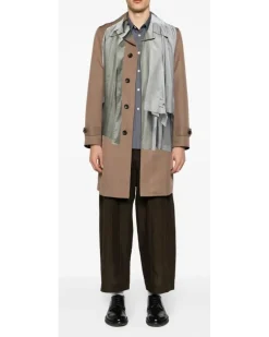 Einreihiger Trompe L'oeil Trenchcoat - Braun