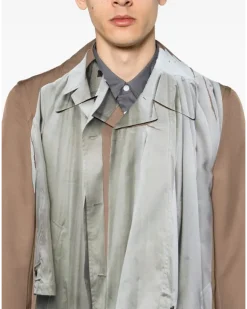 Einreihiger Trompe L'oeil Trenchcoat - Braun