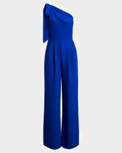 Einschultriger Jumpsuit mit Schleife Blue