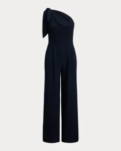Einschultriger Jumpsuit mit Schleife Blue