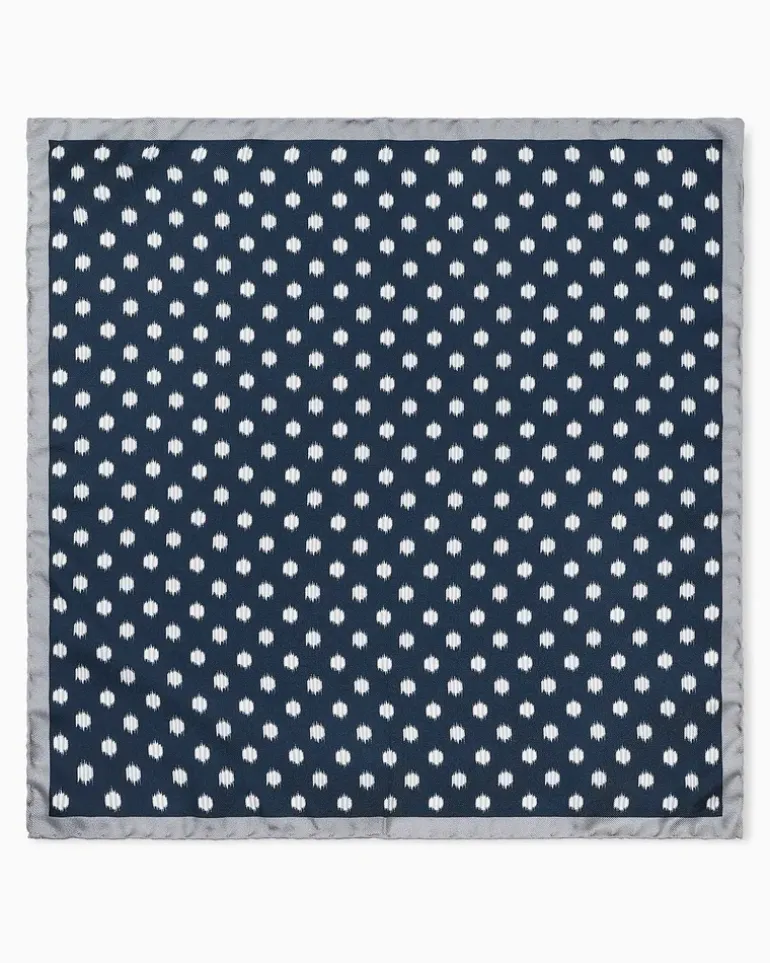 Einstecktuch aus bedruckter Seide Marineblau
