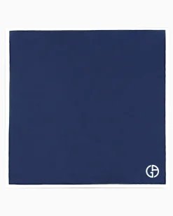 Einstecktuch aus Seide mit Logo Blau
