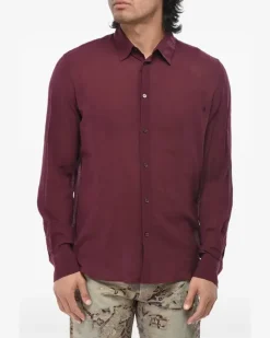 embroidered long-sleeve shirt - Rot
