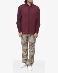 embroidered long-sleeve shirt - Rot