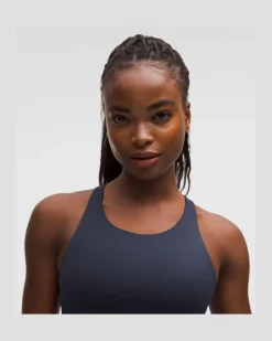 Energy Hochgeschlossener Longline-BH Evolve, Mittlerer Halt für B–D-Cups für Frauen – Größe in True Navy