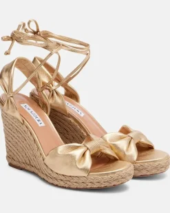 Espadrille-Wedges Carina aus Metallic-Leder Gold
