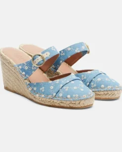 Espadrille-Wedges Farah aus Denim Blau