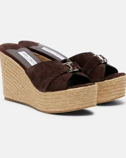 Espadrille-Wedges Leda 100 mit Veloursleder Braun