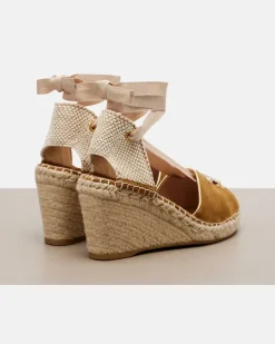 Espadrille-Wedges Resort aus Veloursleder Braun