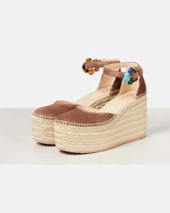 Espadrille-Wedges Shanti 100 aus Veloursleder Braun
