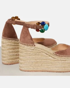 Espadrille-Wedges Shanti 100 aus Veloursleder Braun