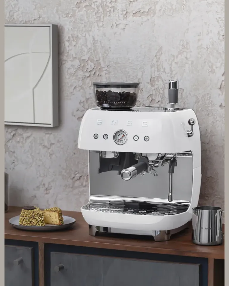 Espressomaschine ecf03 Mit Kaffeemühle weiss