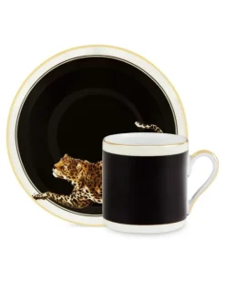Espresso-Service mit Tiger-Print - Schwarz